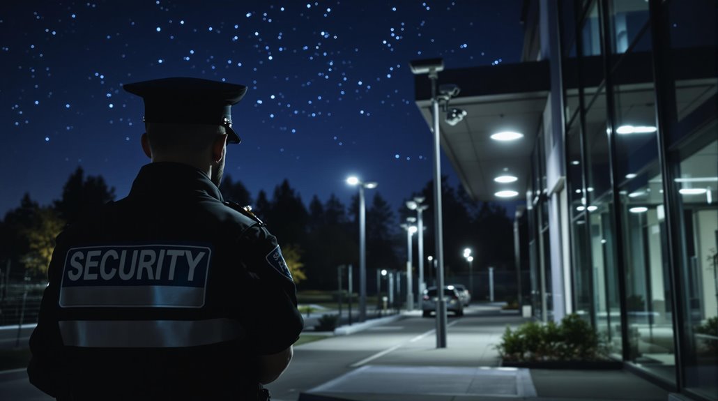 security guard protects business at night